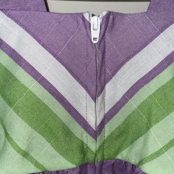 Rare Editions Toddler Girls Purple Green Striped Sleeveless Dress Size 2T - Picture 5 of 7